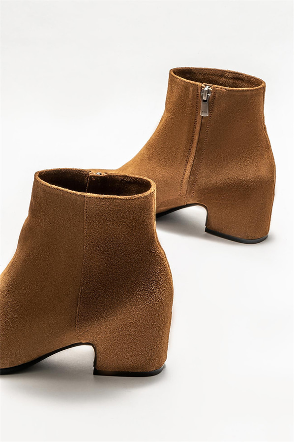 Taba deri topuklu kadın bot - Elle Shoes