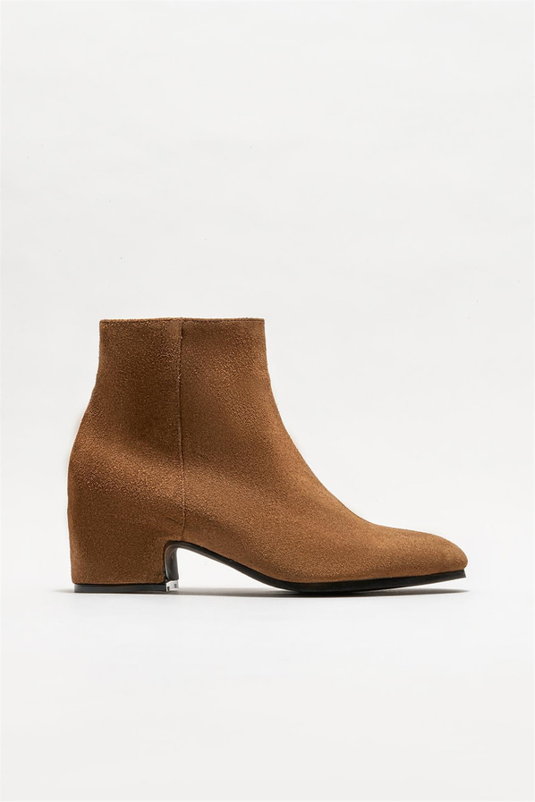 Taba deri topuklu kadın bot - Elle Shoes