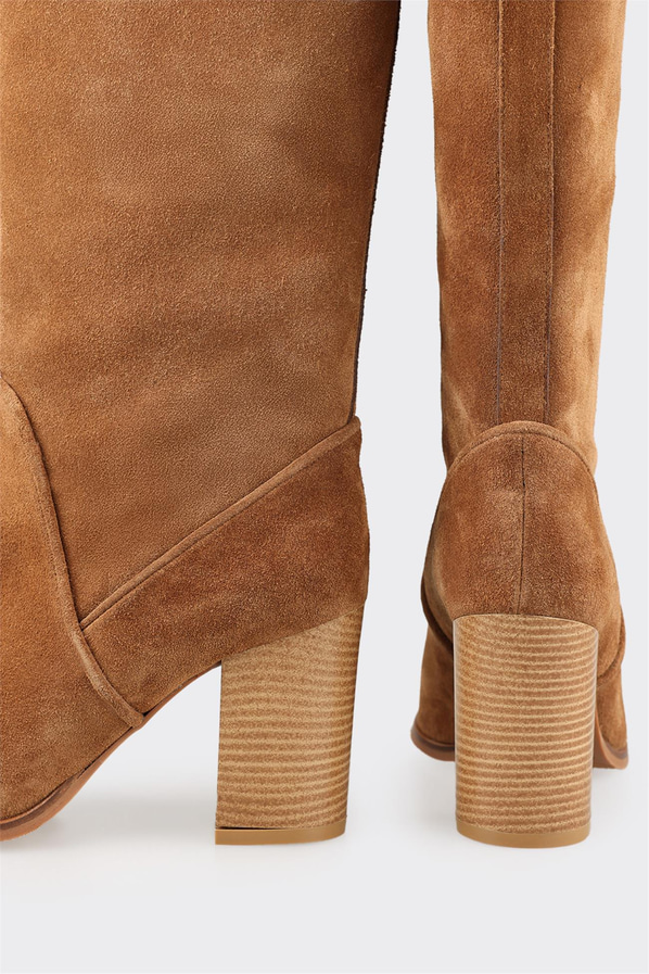 Taba Deri Kadın Topuklu Çizme