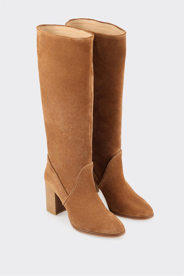 Taba Deri Kadın Topuklu Çizme