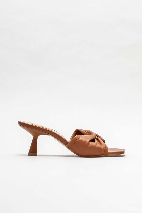 Taba deri topuklu kadın terlik - Elle Shoes