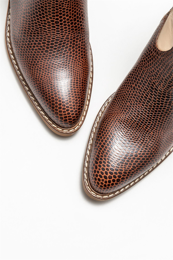 Taba deri kadın bot - Elle Shoes