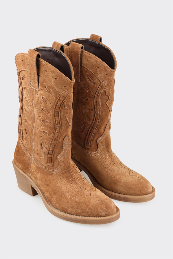 Taba Deri Kadın Western Bot