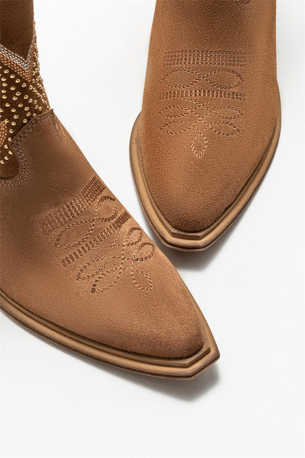 Taba deri kadın bot - Elle Shoes