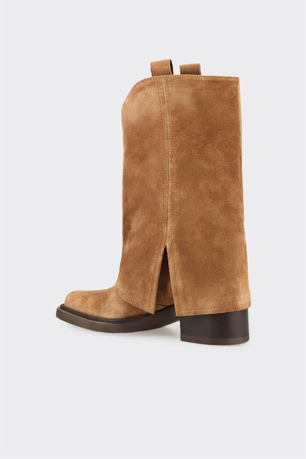 Taba Deri Kadın Western Çizme