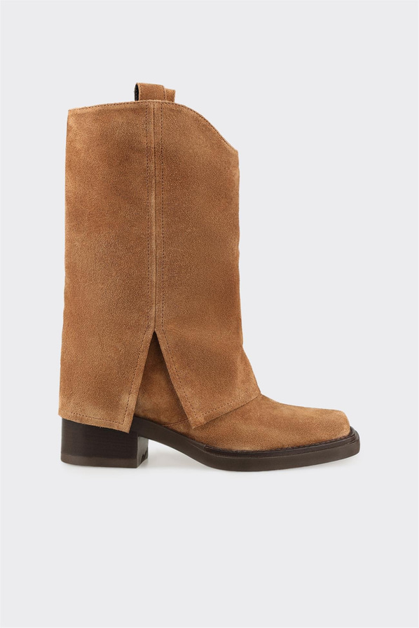 Taba Deri Kadın Western Çizme