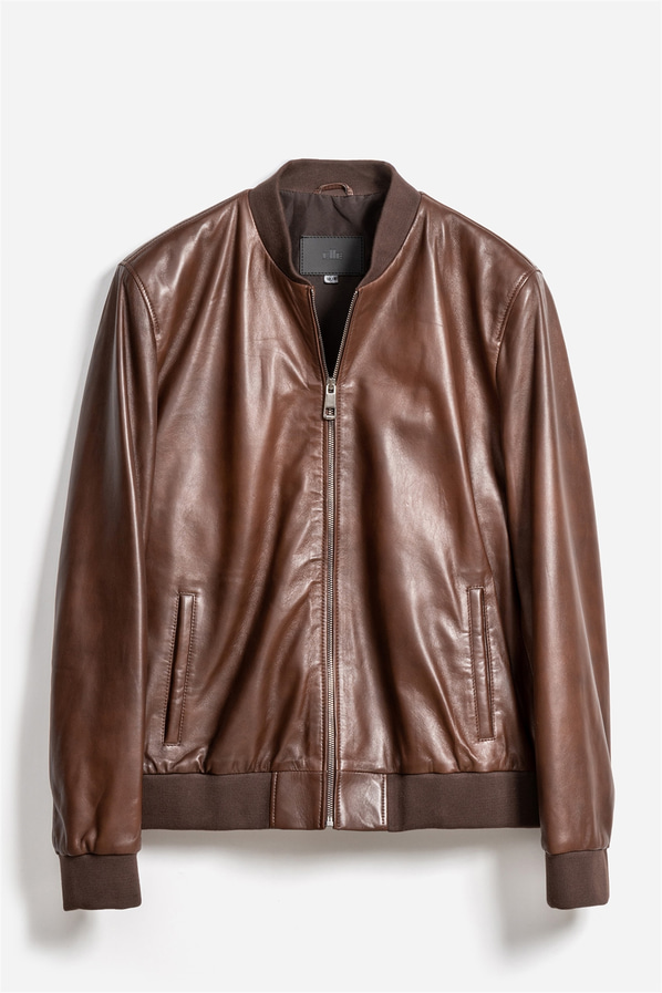 Taba deri erkek bomber ceket - Elle Shoes