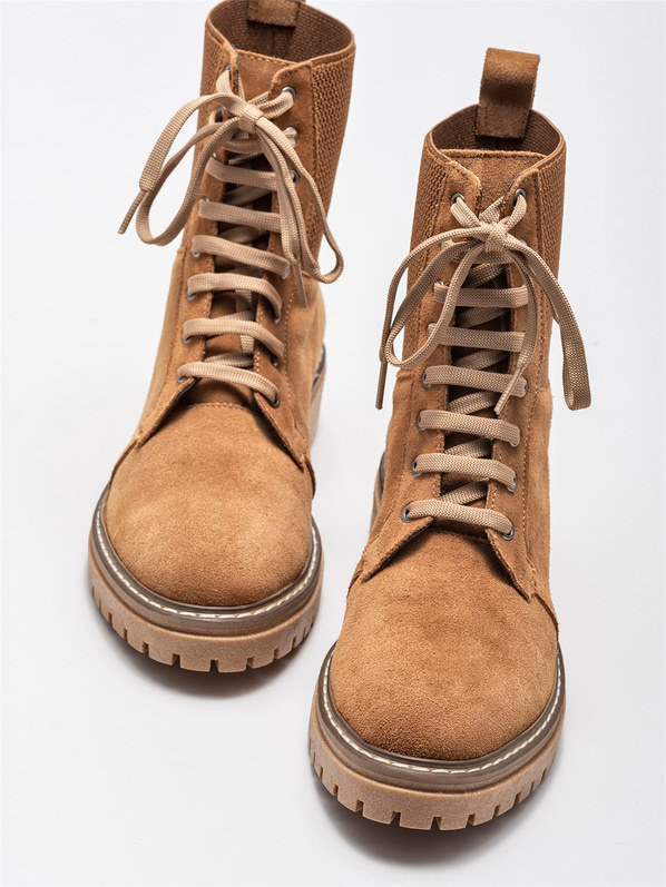 Taba deri kadın bot - Elle Shoes