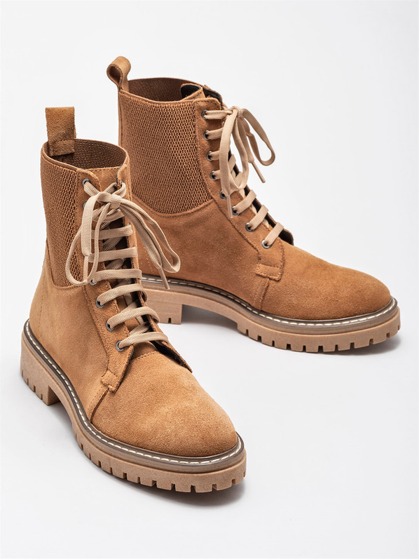 Taba deri kadın bot - Elle Shoes