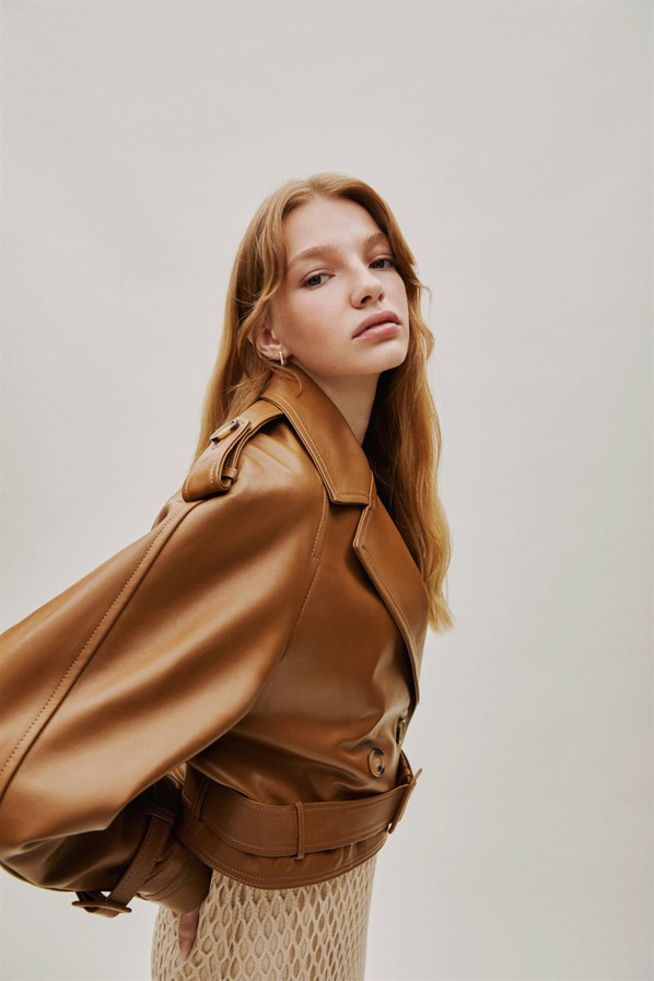 Taba deri kadın ceket - Elle Shoes