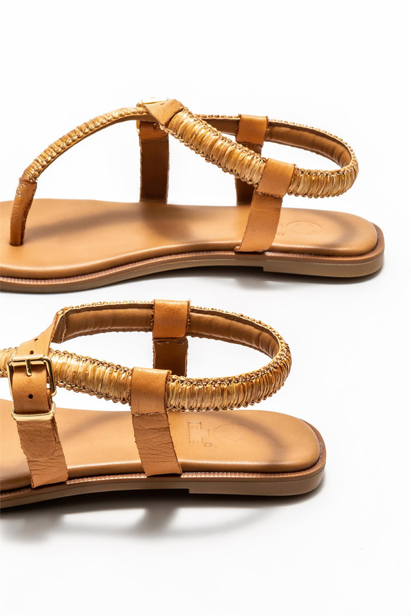 Taba düz kadın sandalet - Elle Shoes