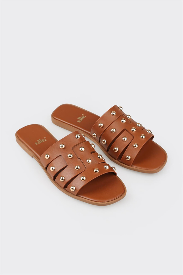 Taba düz kadın terlik, rahat kullanım için - Elle Shoes