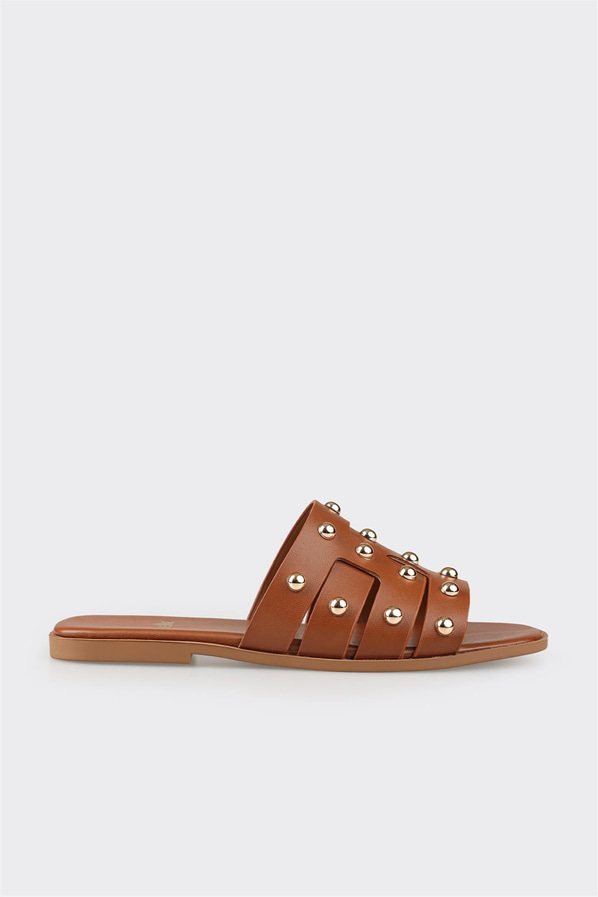 Taba düz kadın terlik, rahat kullanım için - Elle Shoes