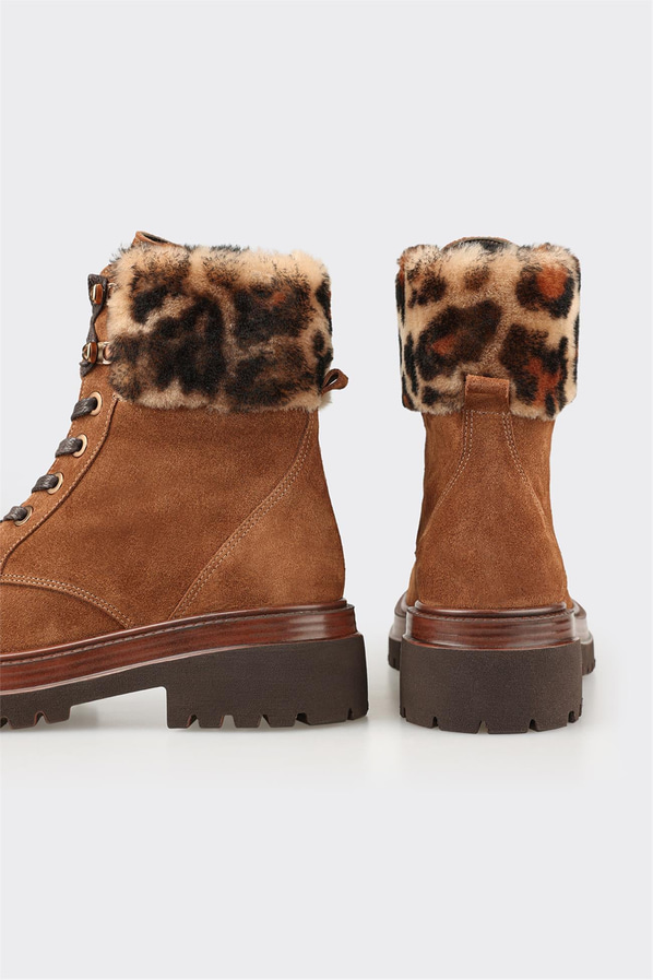 Taba toprak örgü dokulu kadın bot, rahat kullanım için - Elle Shoes