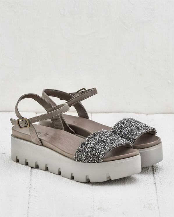 Gri kadın sandalet - Elle Shoes