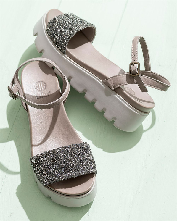 Gri kadın sandalet - Elle Shoes