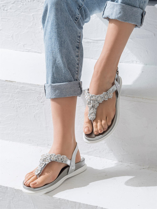 Gri kadın sandalet - Elle Shoes