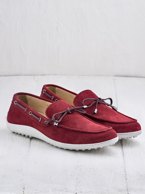 Kırmızı deri erkek günlük ayakkabı, günlük kullanım için - Elle Shoes