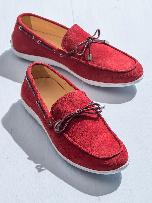 Kırmızı deri erkek günlük ayakkabı, günlük kullanım için - Elle Shoes