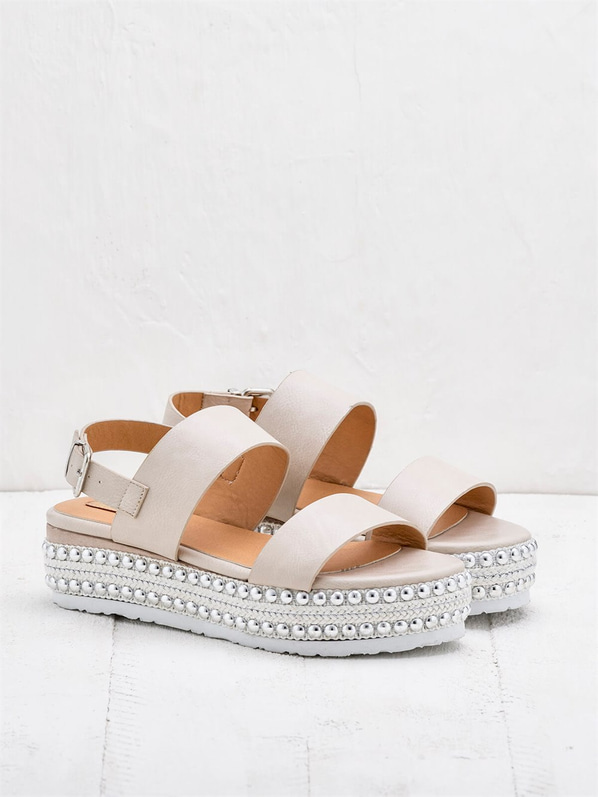 Bej kadın sandalet - Elle Shoes