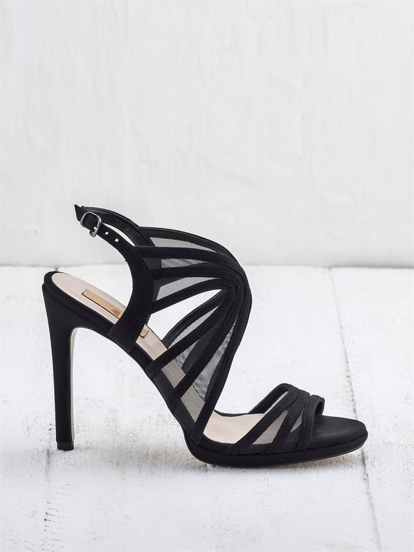 Siyah ince topuklu kadın sandalet - Elle Shoes