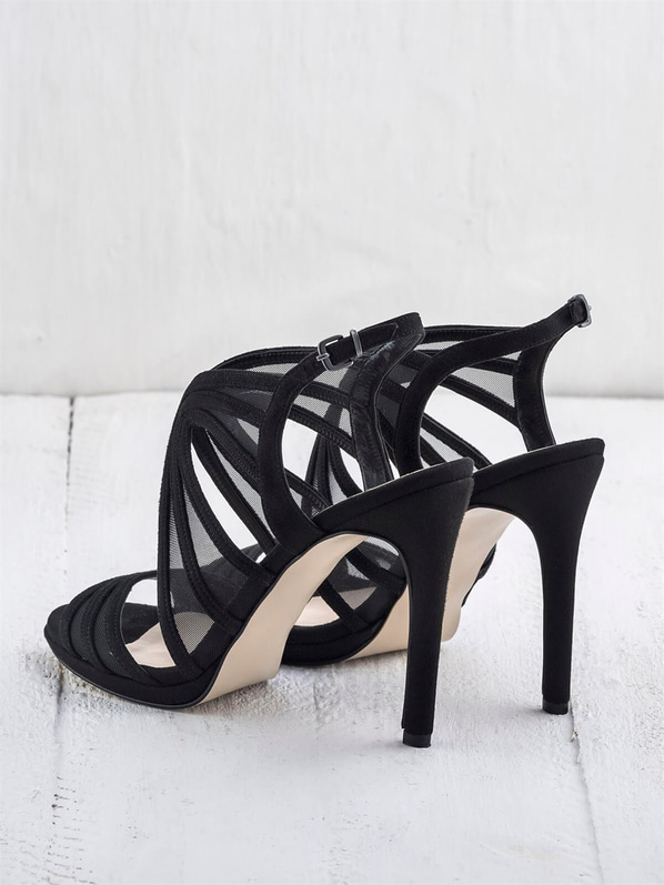 Siyah ince topuklu kadın sandalet - Elle Shoes