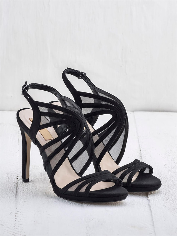Siyah ince topuklu kadın sandalet - Elle Shoes