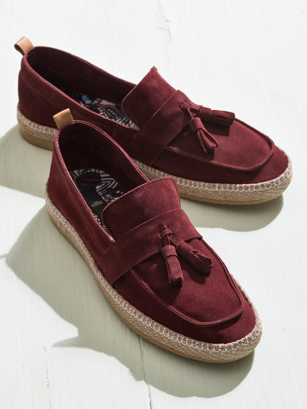Bordo deri erkek loafer - Elle Shoes