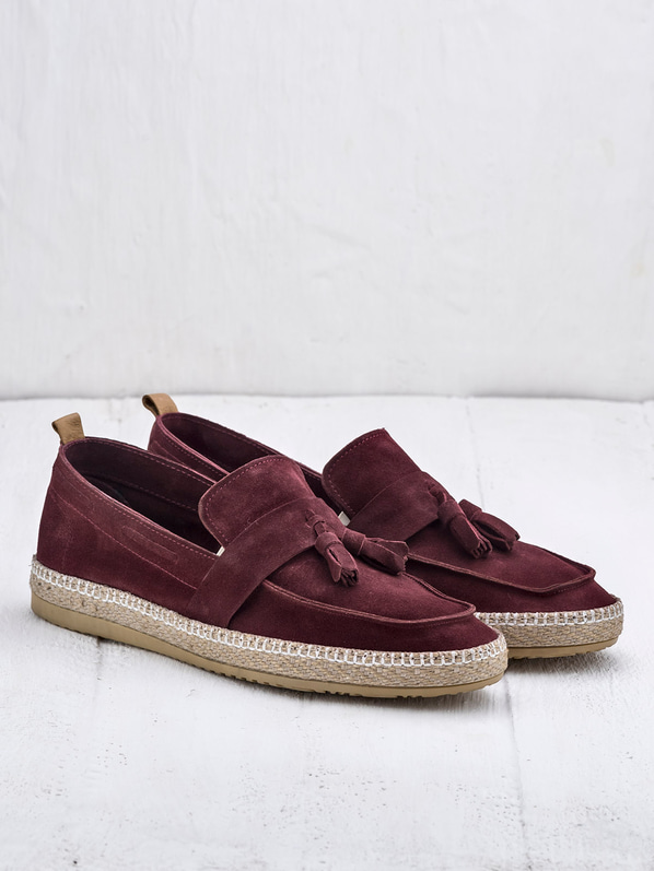 Bordo deri erkek loafer - Elle Shoes