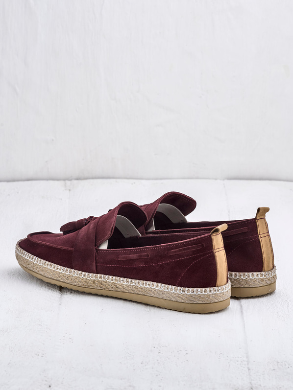 Bordo deri erkek loafer - Elle Shoes