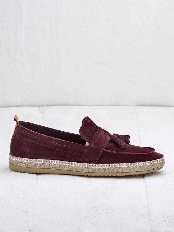 Bordo deri erkek loafer - Elle Shoes