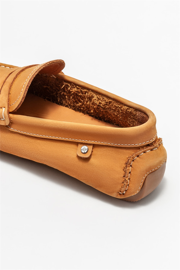 Turuncu deri erkek günlük ayakkabı, günlük kullanım için - Elle Shoes