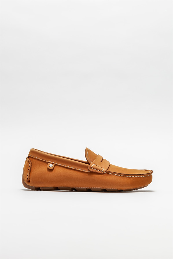 Turuncu deri erkek günlük ayakkabı, günlük kullanım için - Elle Shoes