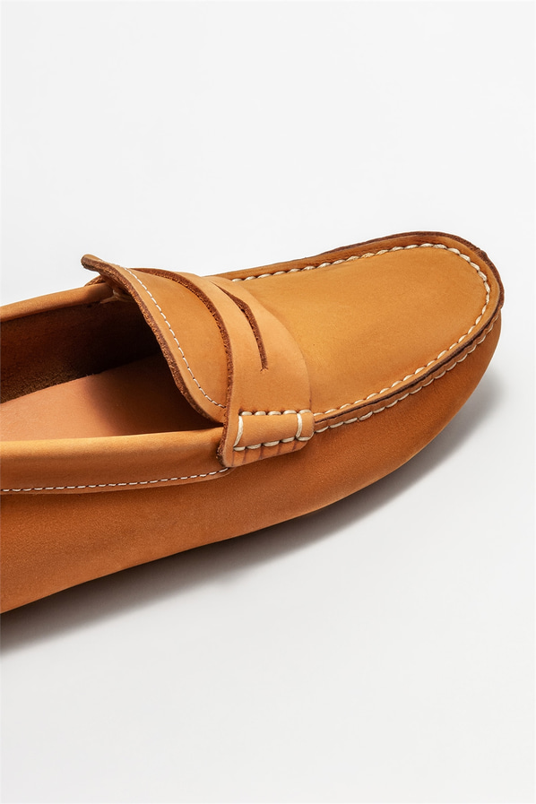 Turuncu deri erkek günlük ayakkabı, günlük kullanım için - Elle Shoes