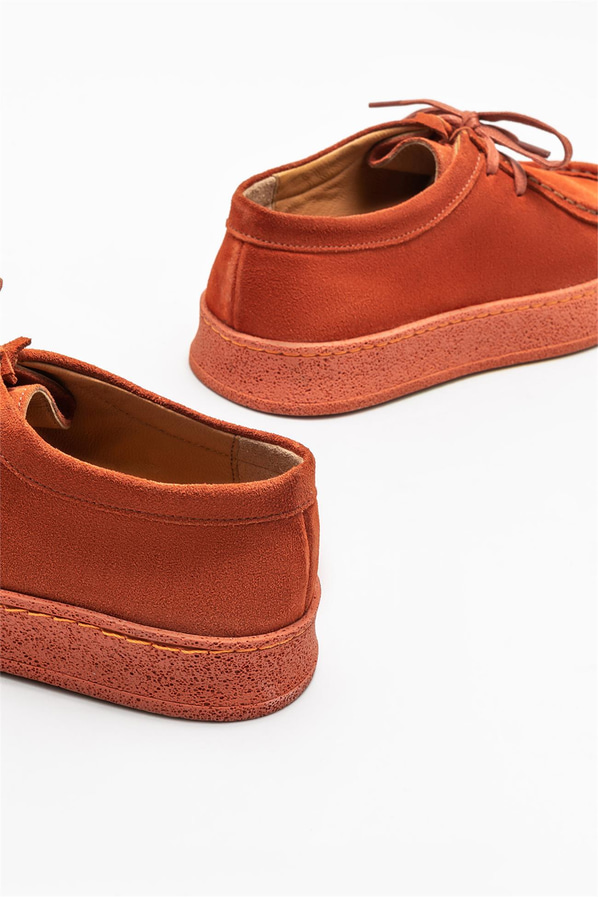 Turuncu deri kadın ayakkabı, günlük kullanım için - Elle Shoes