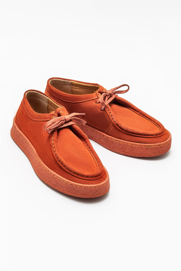 Turuncu deri kadın ayakkabı, günlük kullanım için - Elle Shoes