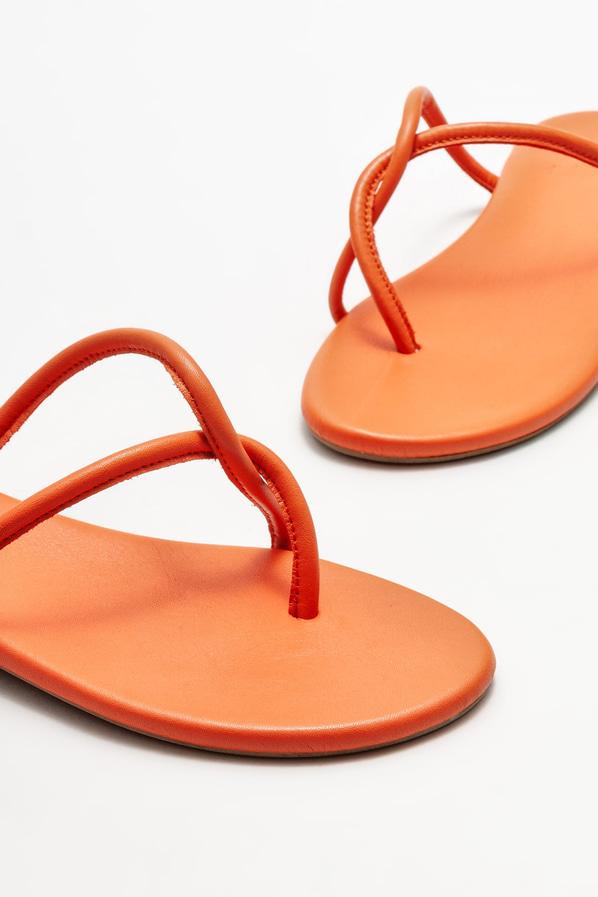 Turuncu deri kadın terlik - Elle Shoes