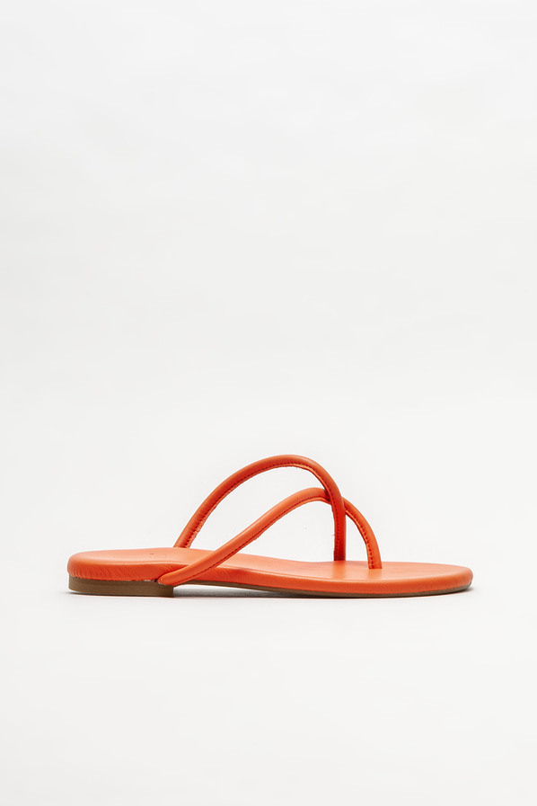 Turuncu deri kadın terlik - Elle Shoes