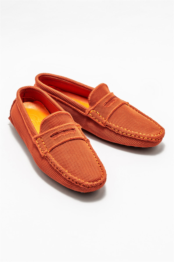 Turuncu erkek loafer, günlük kullanım için - Elle Shoes