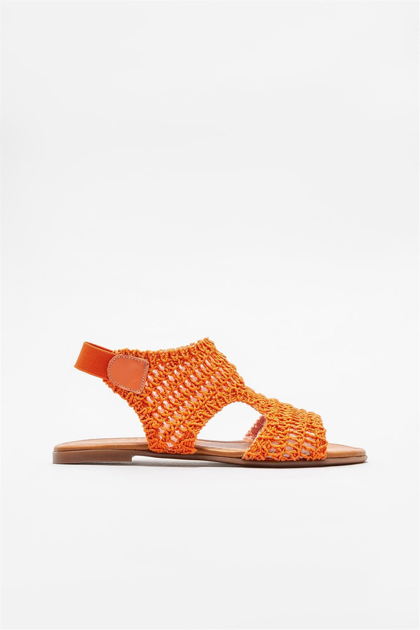 Turuncu düz kadın sandalet - Elle Shoes