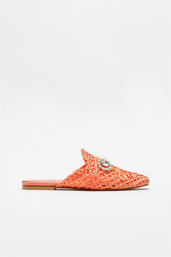Turuncu kadın düz terlik - Elle Shoes