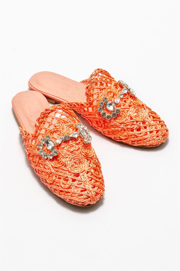 Turuncu kadın düz terlik - Elle Shoes
