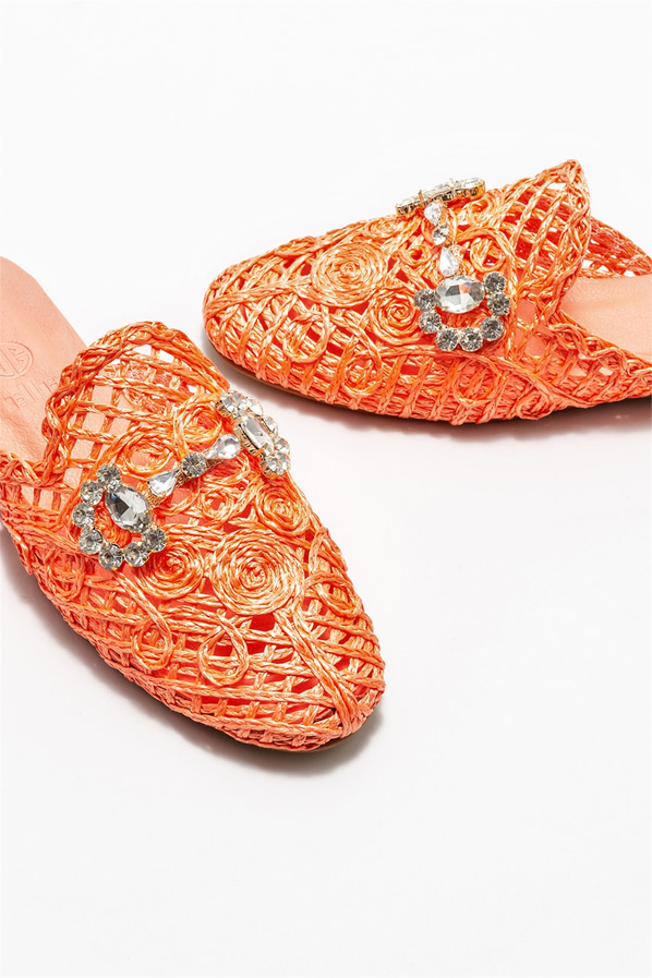 Turuncu kadın düz terlik - Elle Shoes