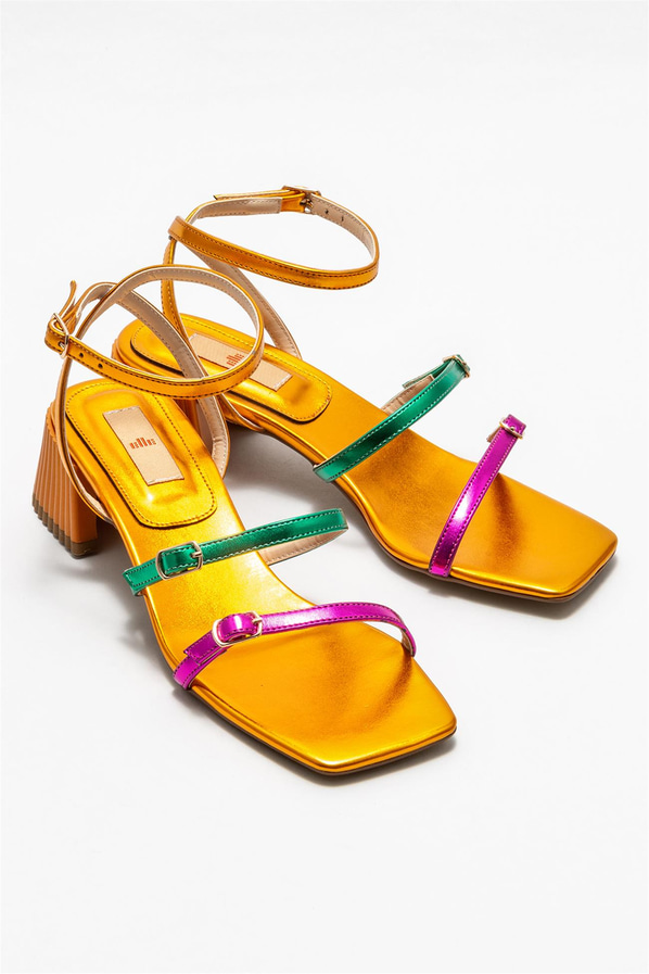 Turuncu topuklu kadın sandalet - Elle Shoes