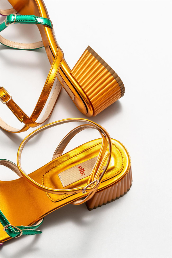 Turuncu topuklu kadın sandalet - Elle Shoes