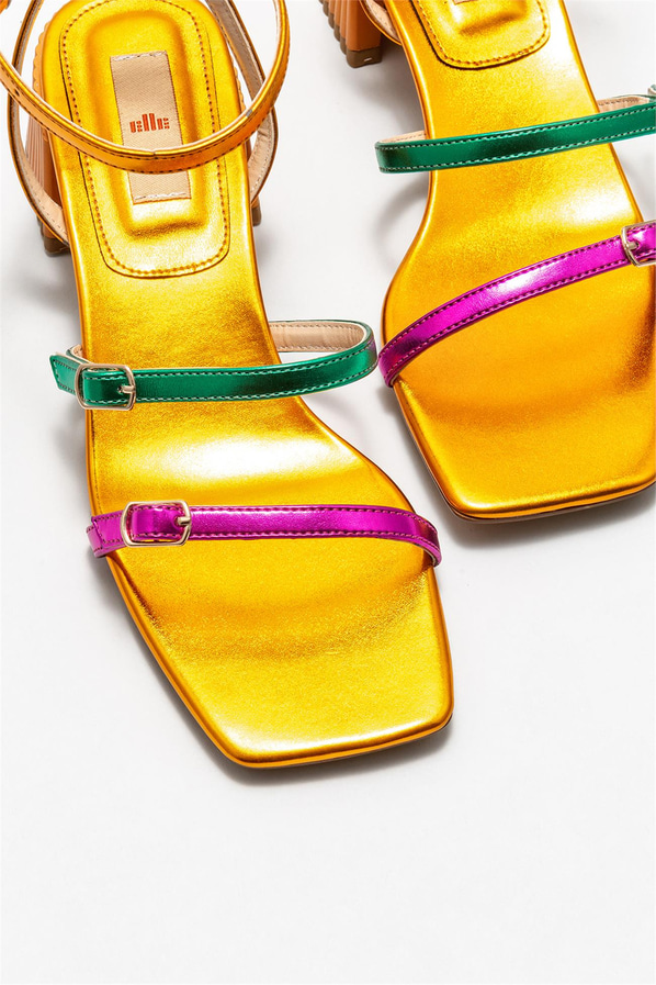 Turuncu topuklu kadın sandalet - Elle Shoes