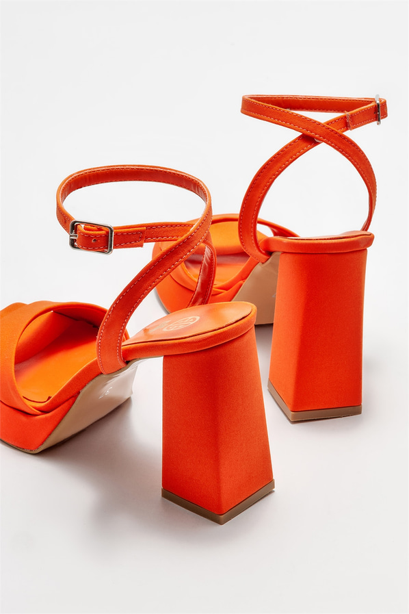 Turuncu topuklu kadın sandalet - Elle Shoes