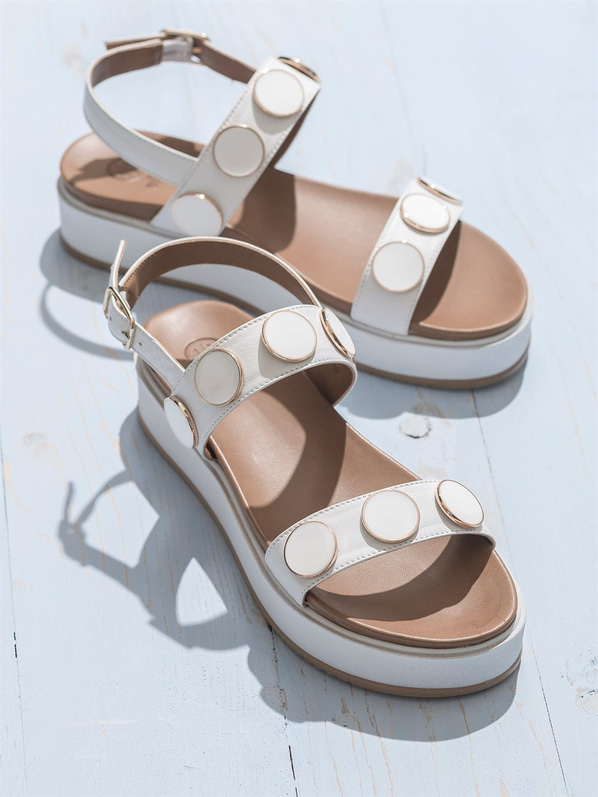 Beyaz kadın sandalet - Elle Shoes