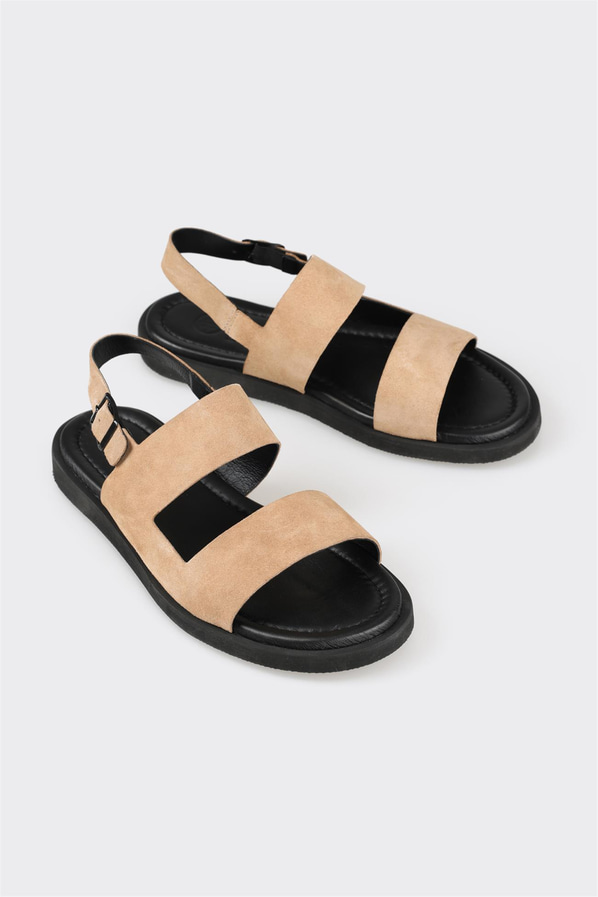 Vizon süet bantlı erkek sandalet, rahat kullanım için - Elle Shoes