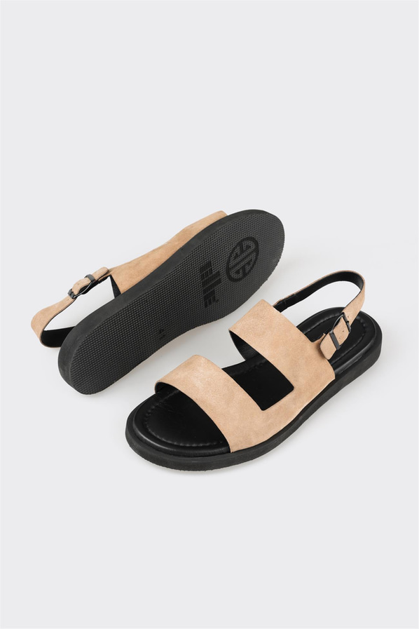 Vizon süet bantlı erkek sandalet, rahat kullanım için - Elle Shoes